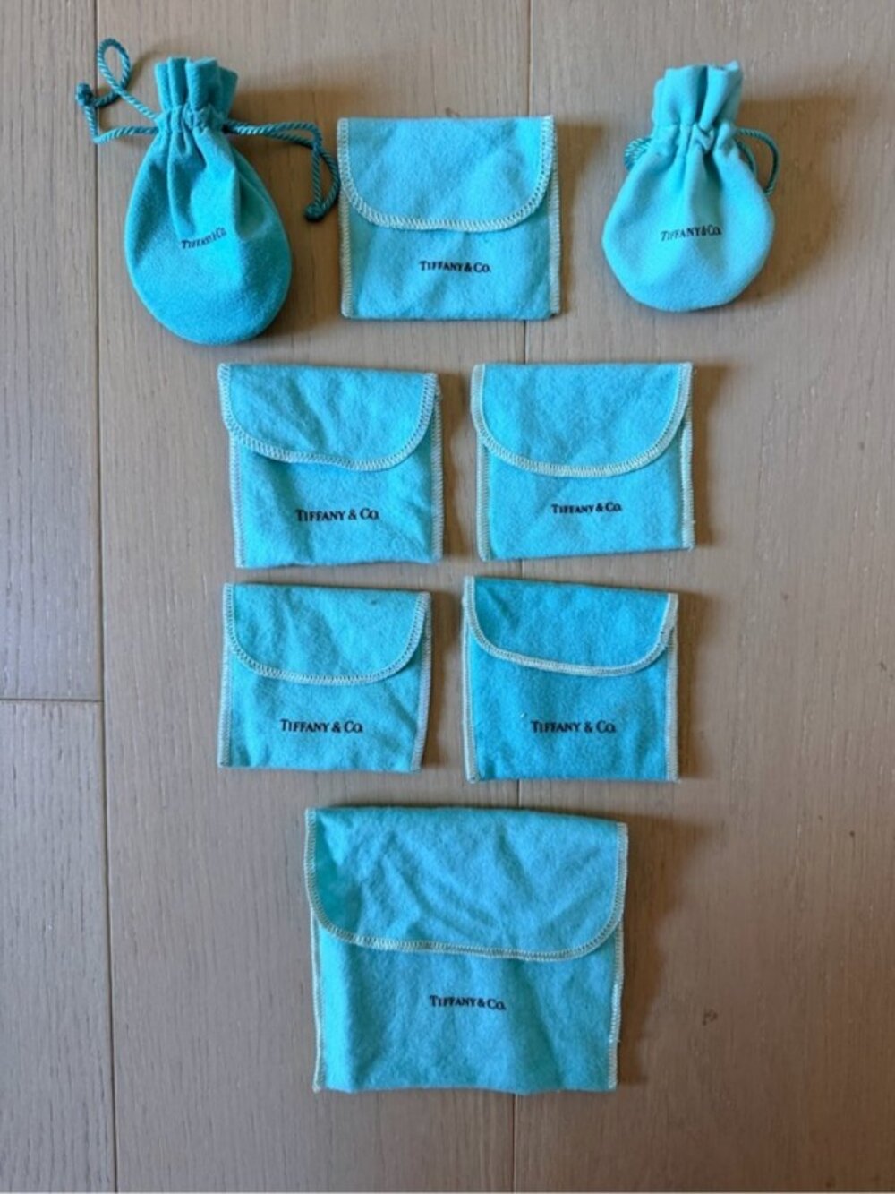 Tiffany & Co. Blue Jewelry Pouch Bundle 8-Piece